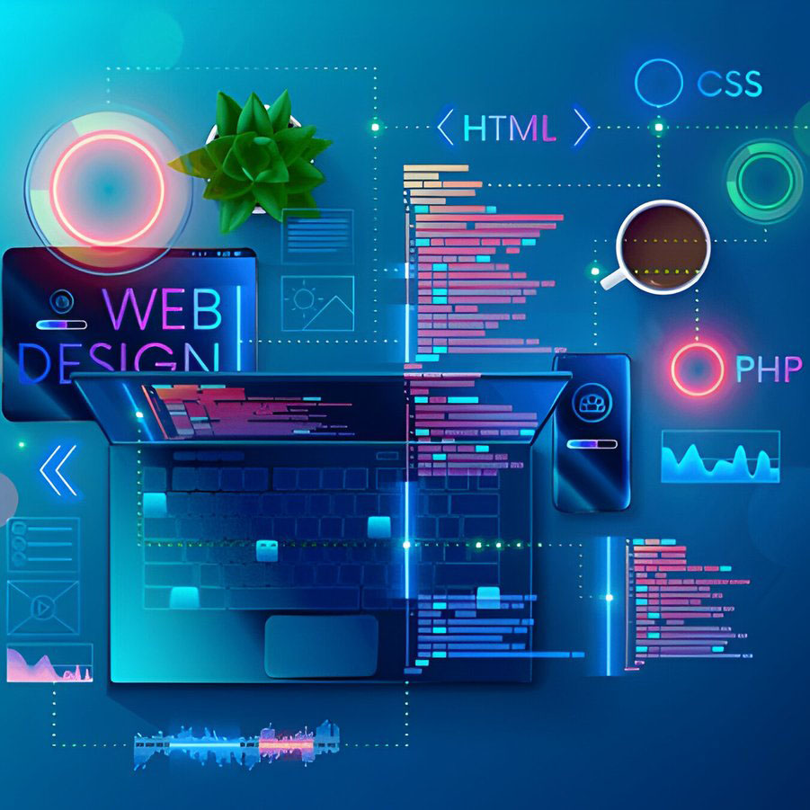 A creative and dynamic image that represents the concept of high-level website customization, multiple layout possibilities, and fully responsive design